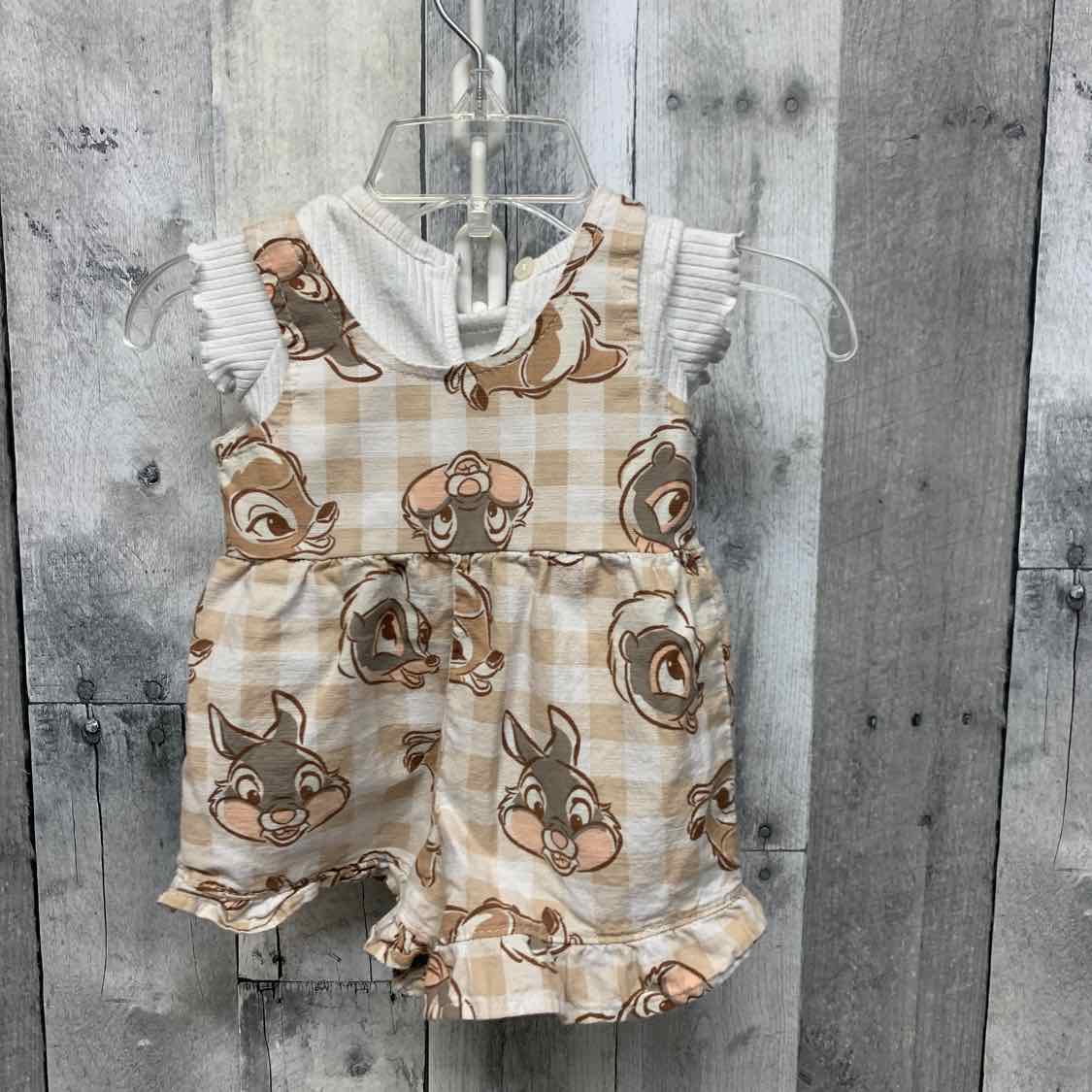 Size 0-3 Months White/Brown Disney Shirt/Jumper