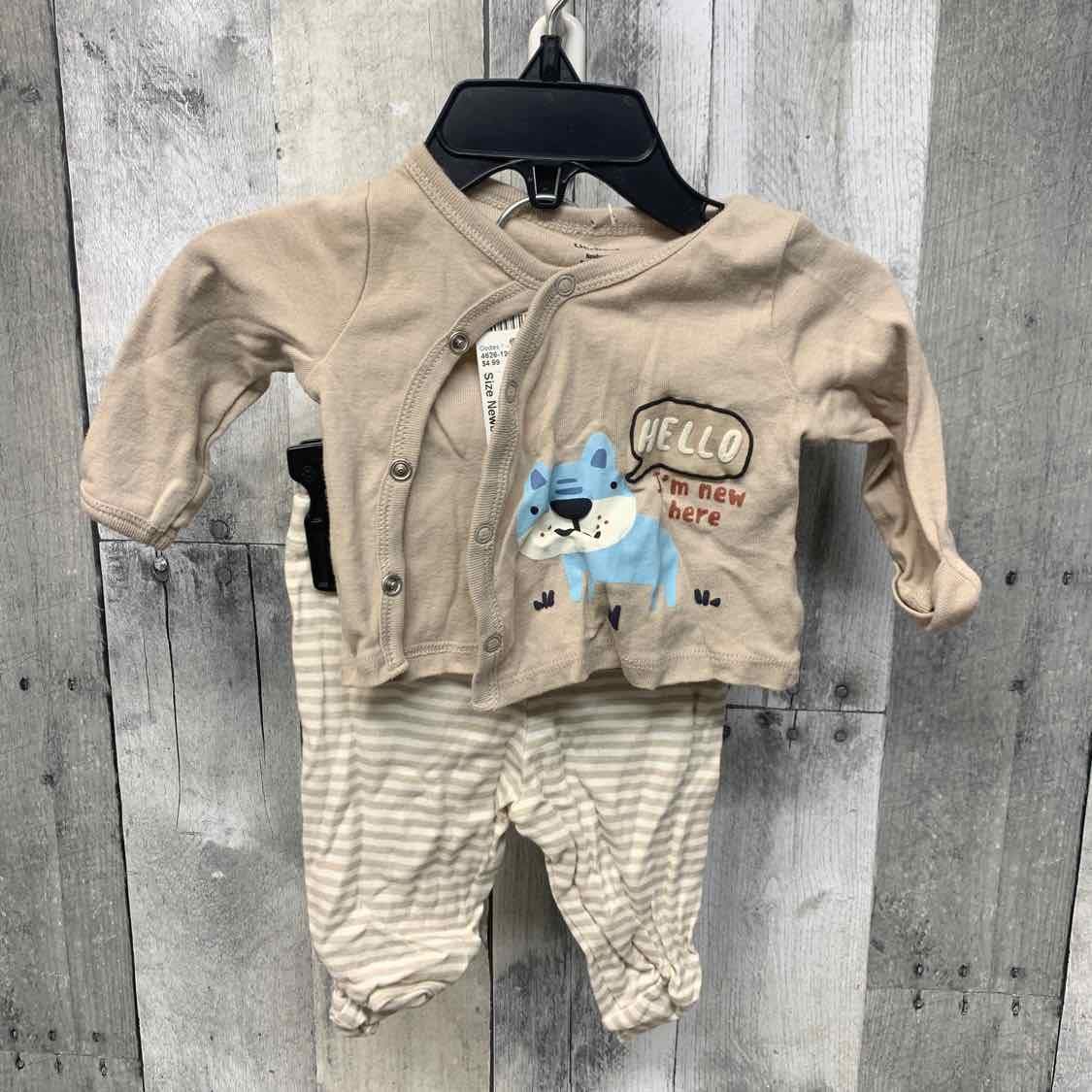 Size Newborn Tan Striped Gerber Shirt/Pants