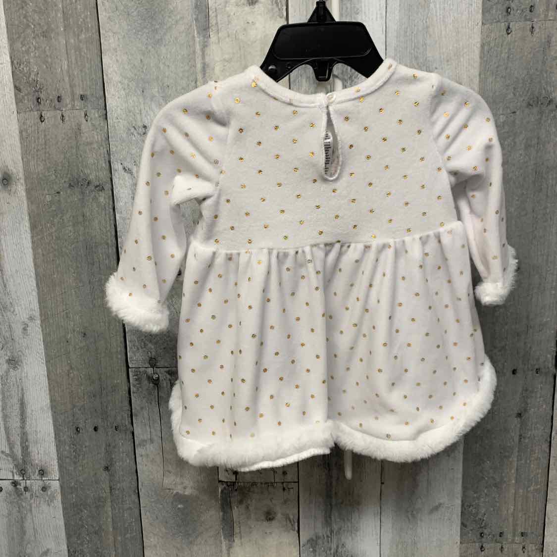 Size 6 Months White/Brown B Brand LS Dress