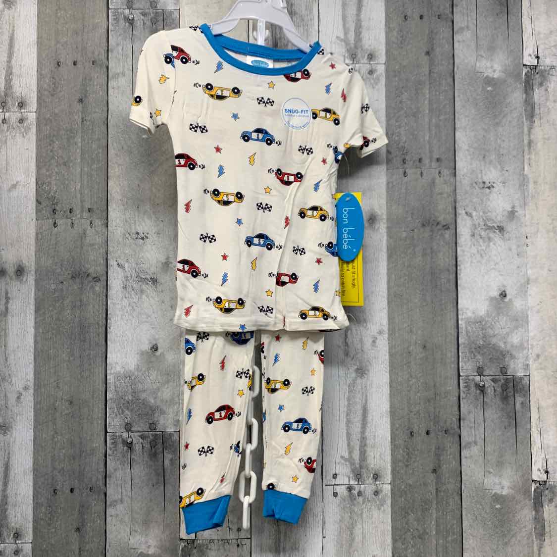 Size 3T White/Blue Bon Bebe 2pc PJs - OodlesCB