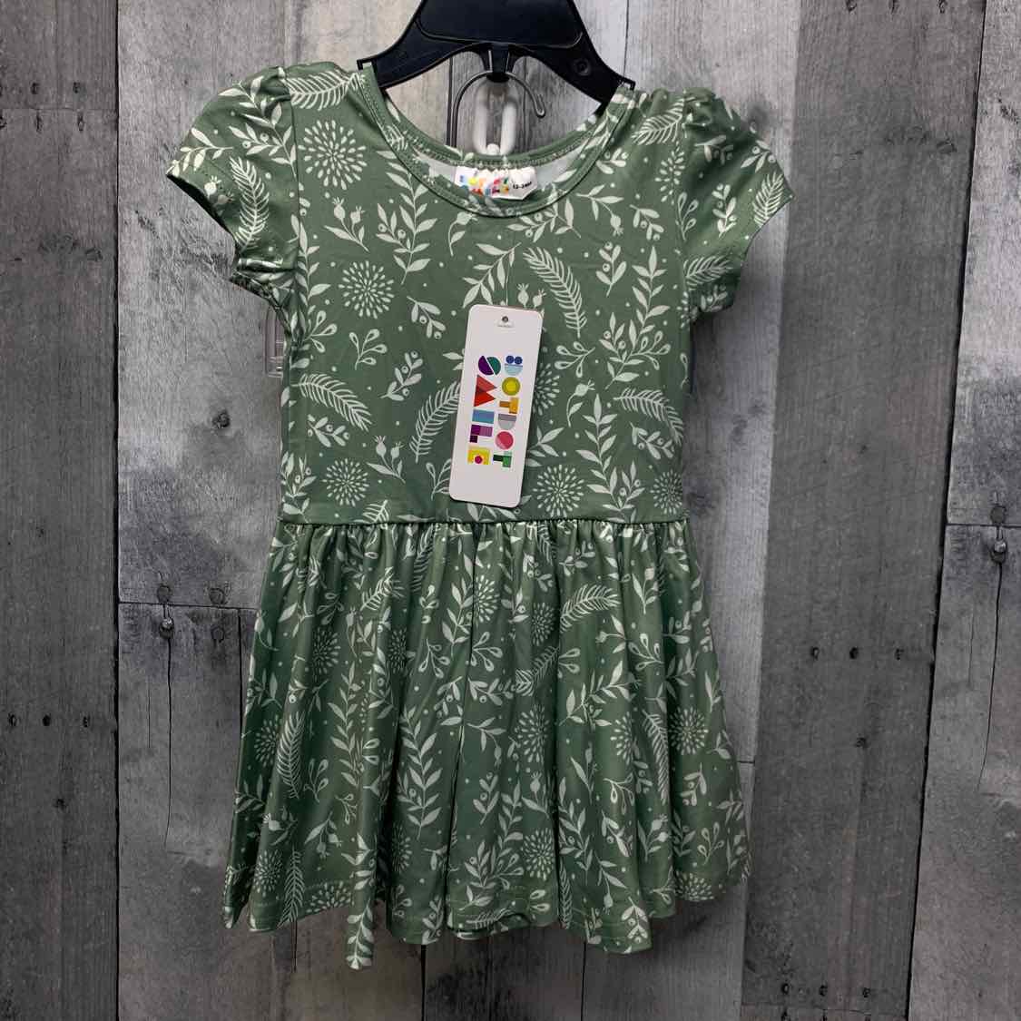 Size 12-24 Months Green Print Dot Dot Smile 2pc Dress - OodlesCB