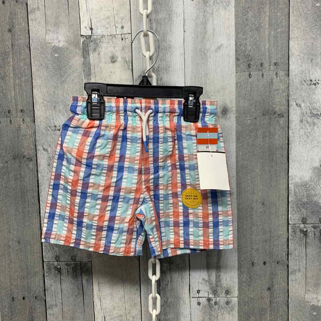 Size 3T Blue Plaid Cat & Jack Swim Trunks
