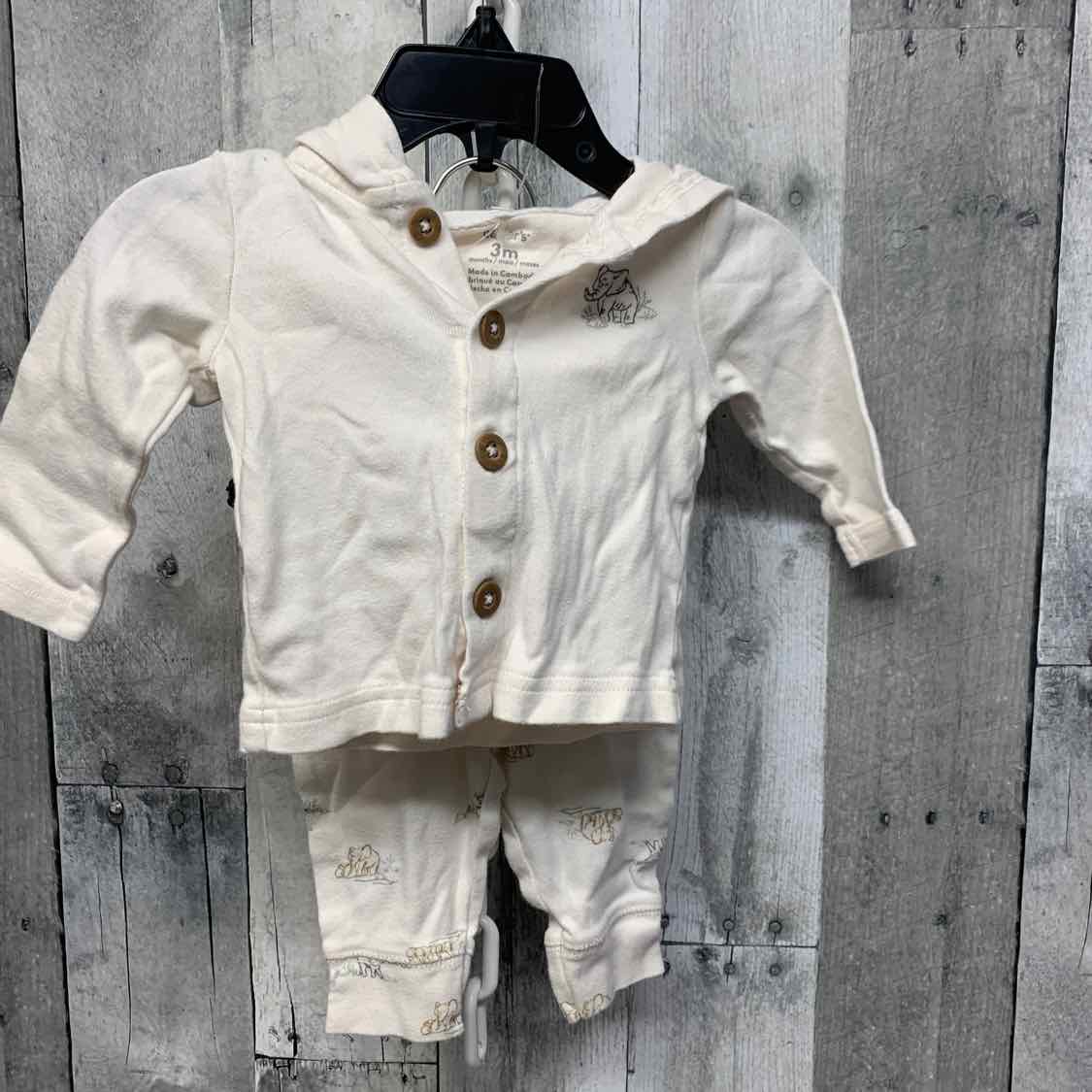 Size 3 Months White/Brown Carter's Shirt/Pants