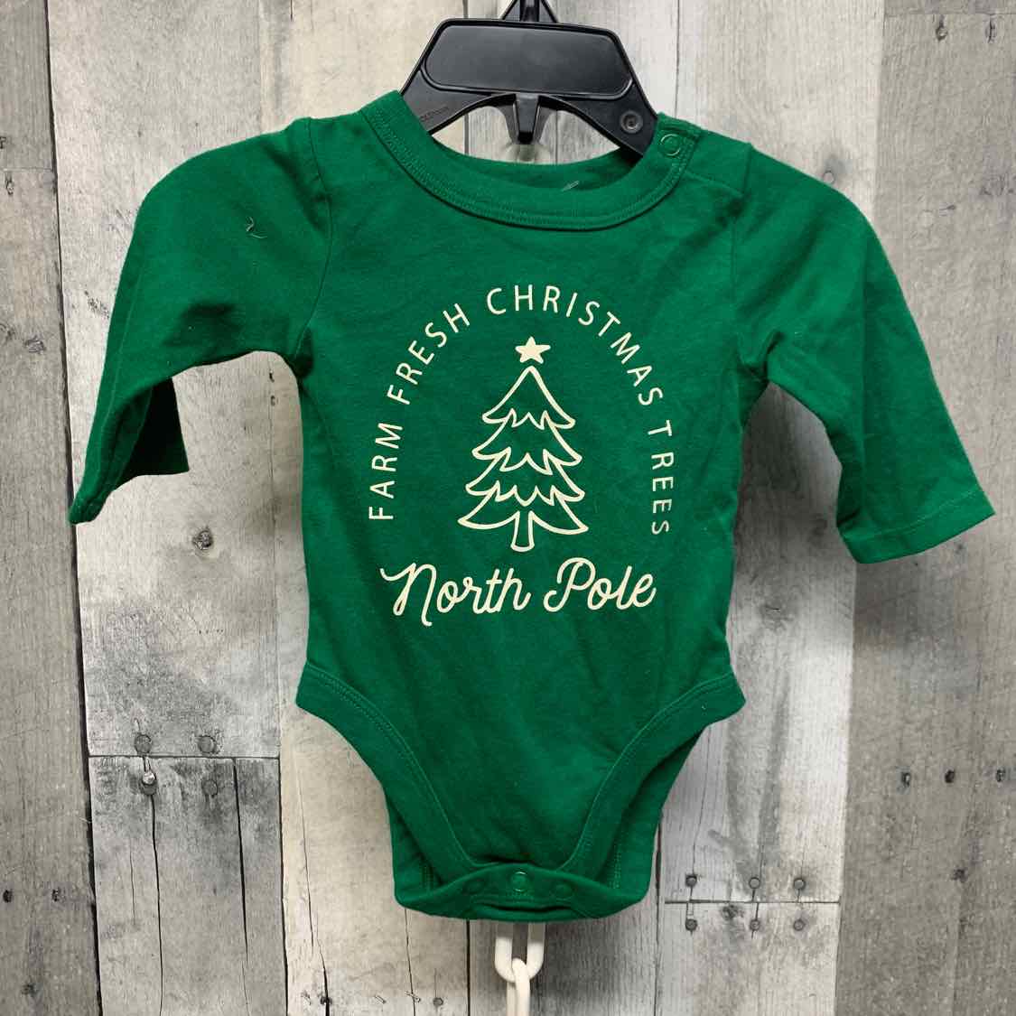 Size 0-3 Months Green Graphic Holiday Brands Bodysuit