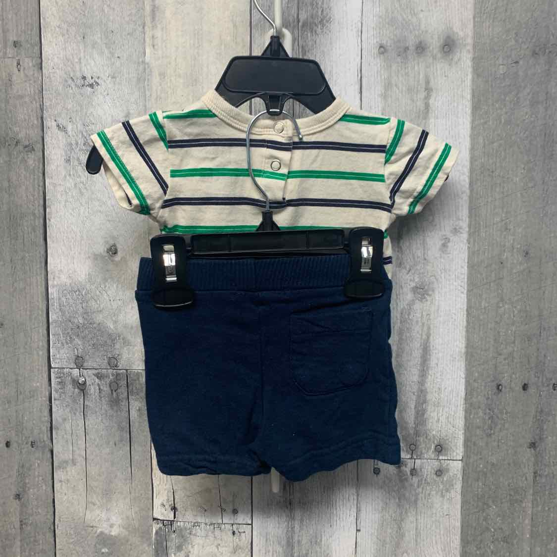 Size 0-3 Months Tan/Navy Mid Brand Shirt/Shorts