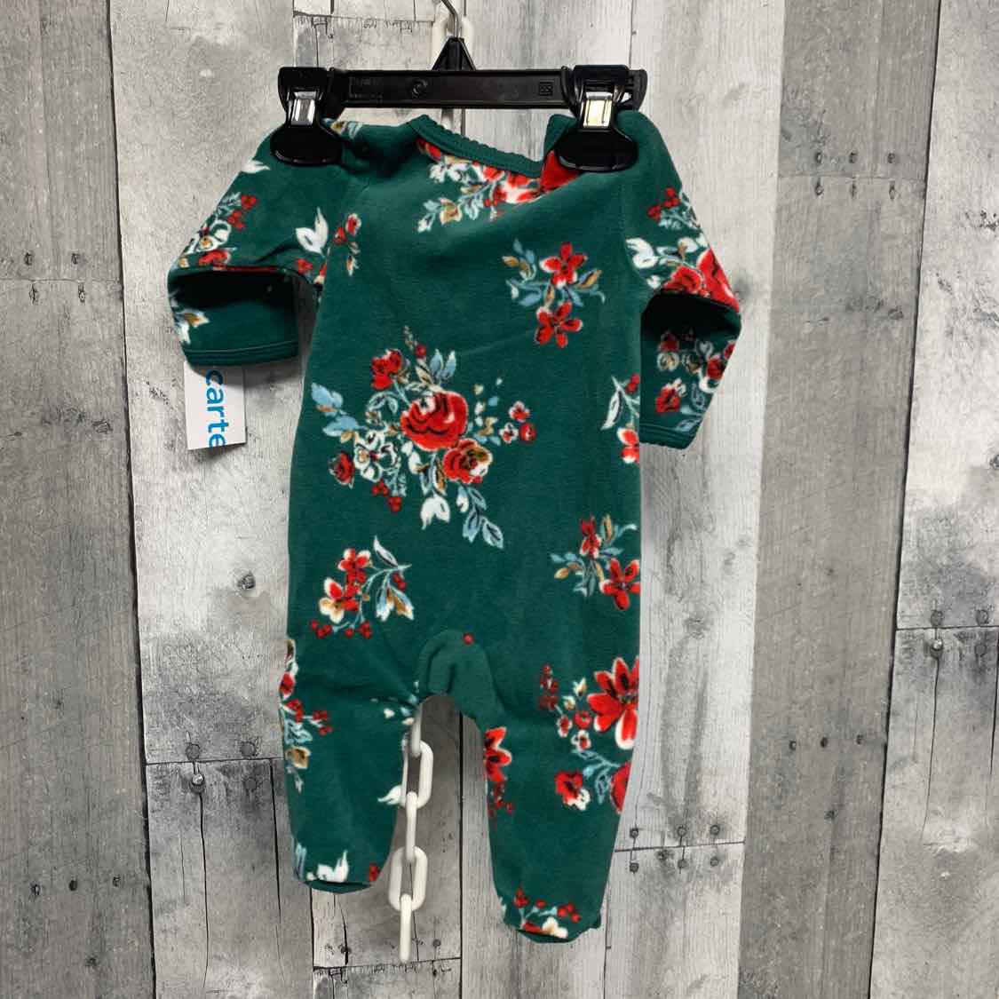Size Newborn Green/Red Carter's Footy PJs