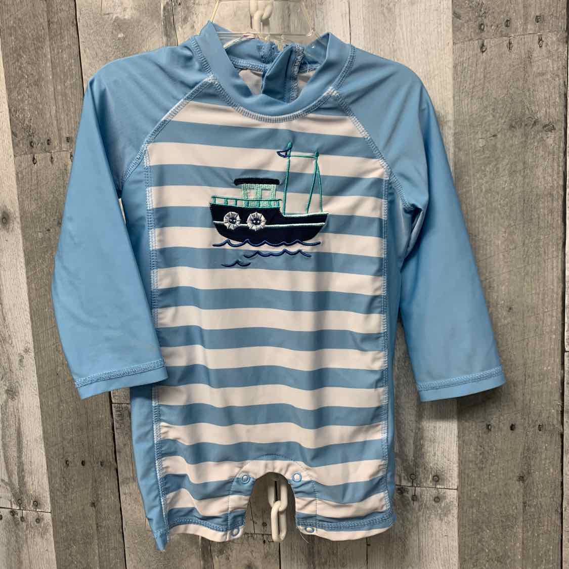 Size 3T Blue Striped Crown & Ivy 1pc Swim Suit