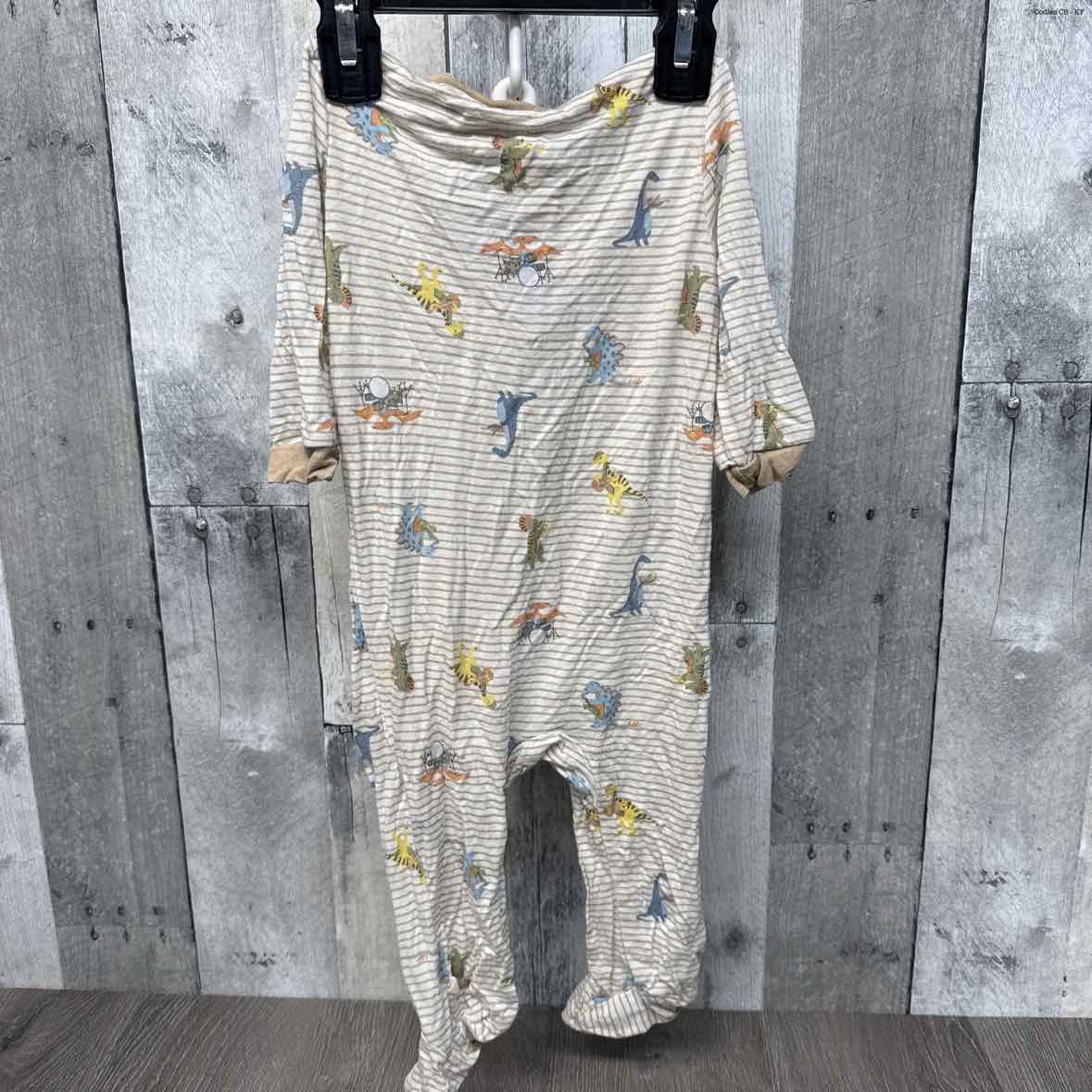Size 6-9 Months Tan Striped Bamboo Footy PJs