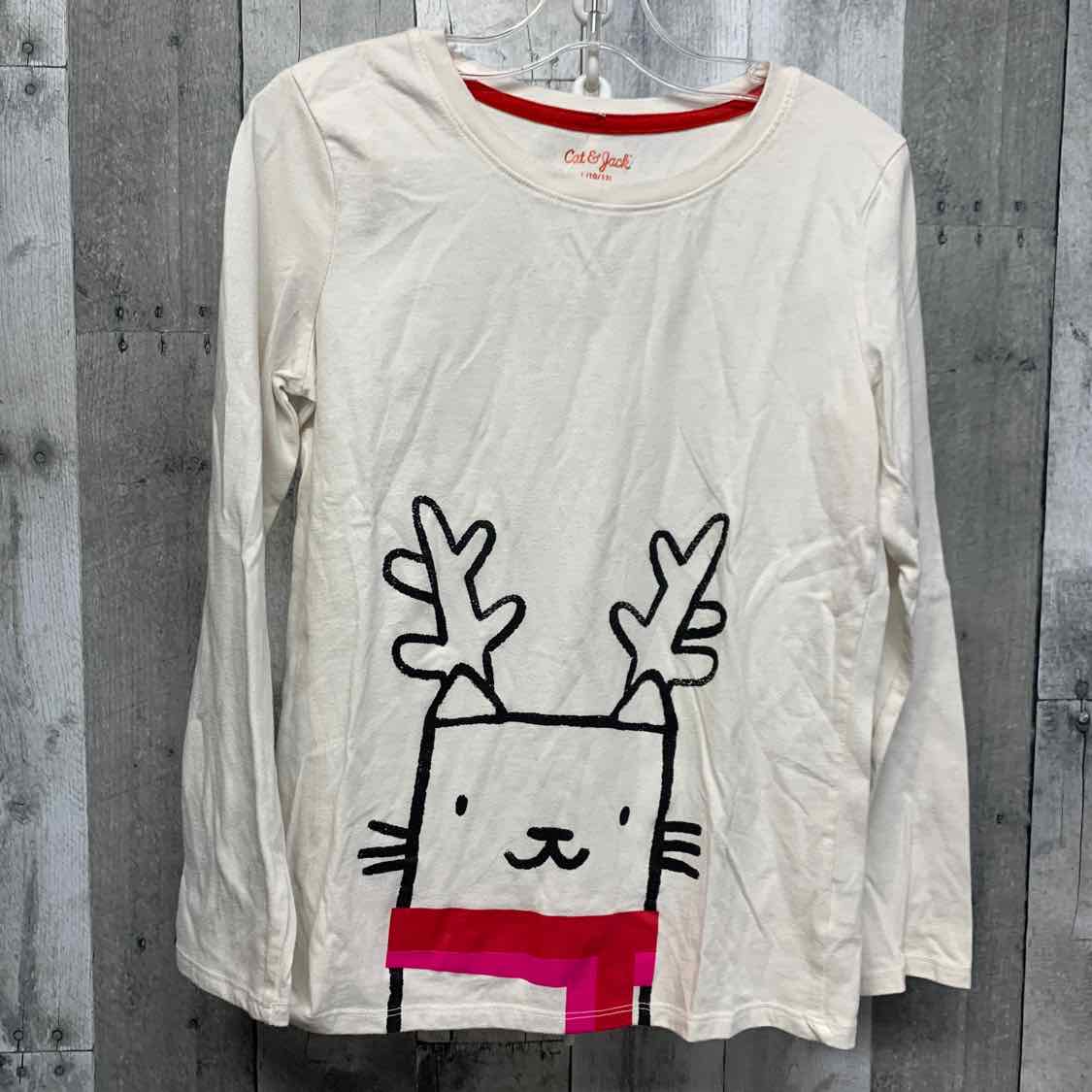 Size 10/12 White Graphic Cat & Jack Long Sleeve Shirt