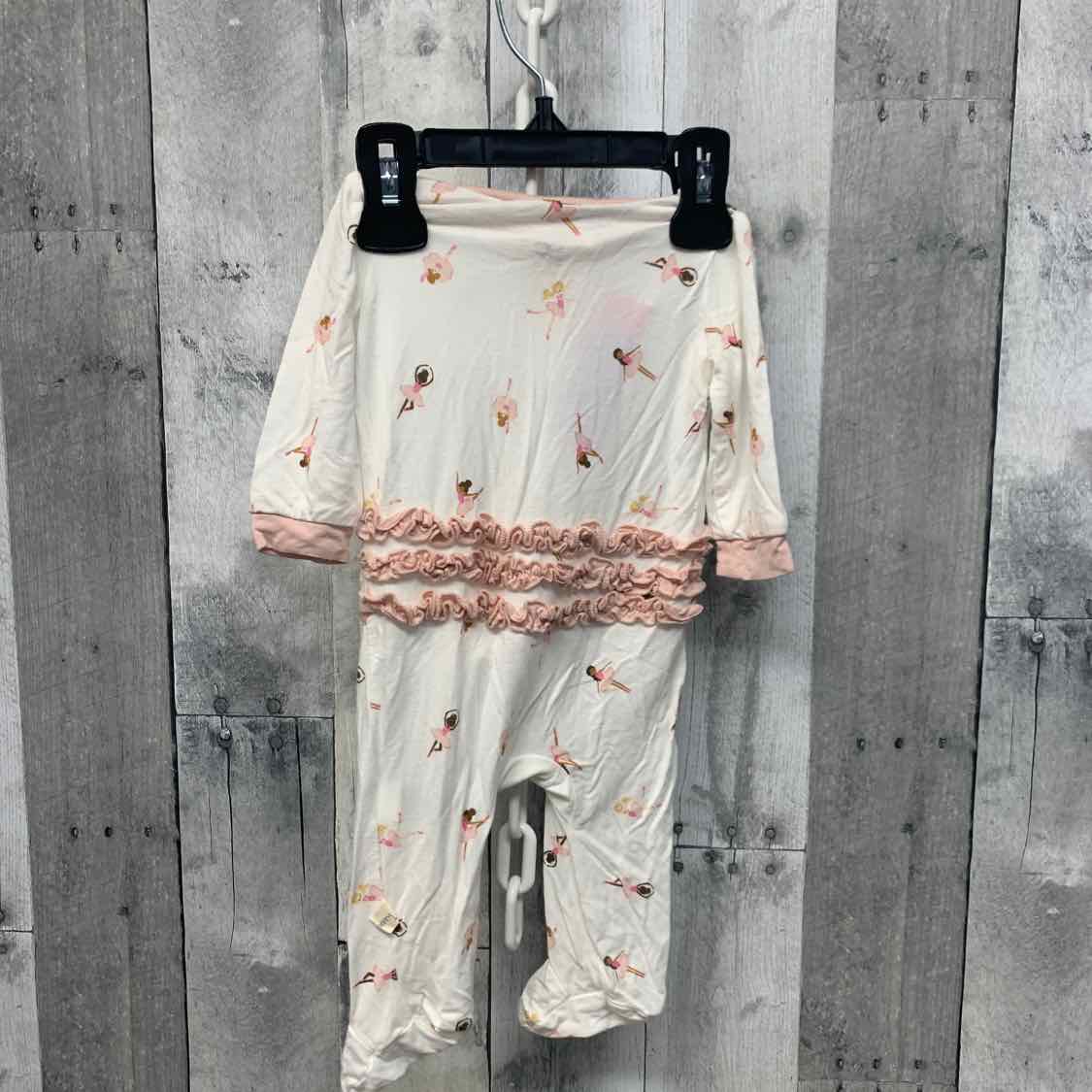 Size 0-3 Months White/Pink Bamboo Footy PJs