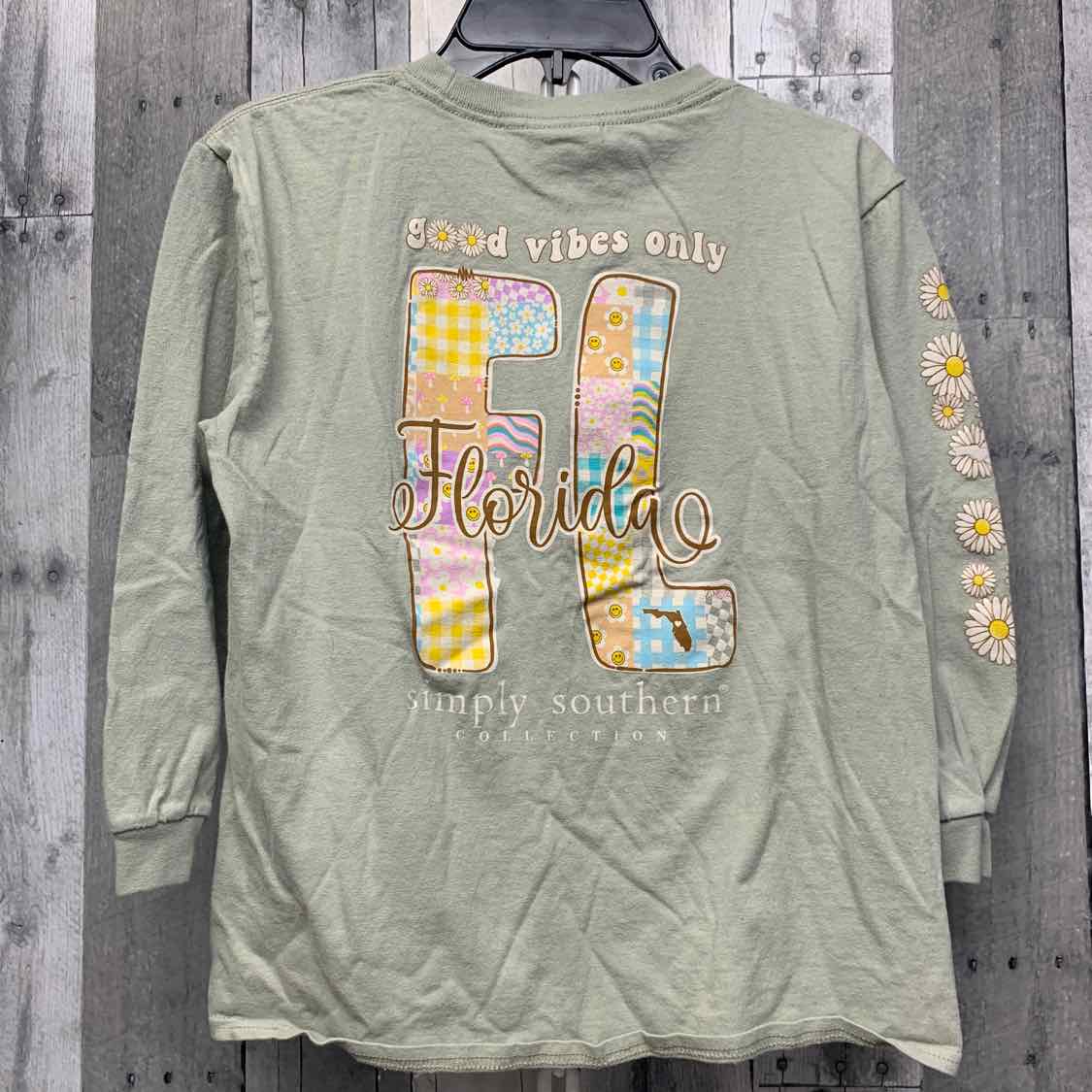 Size Small Green/White Simply Southern Long Sleeve Shirt