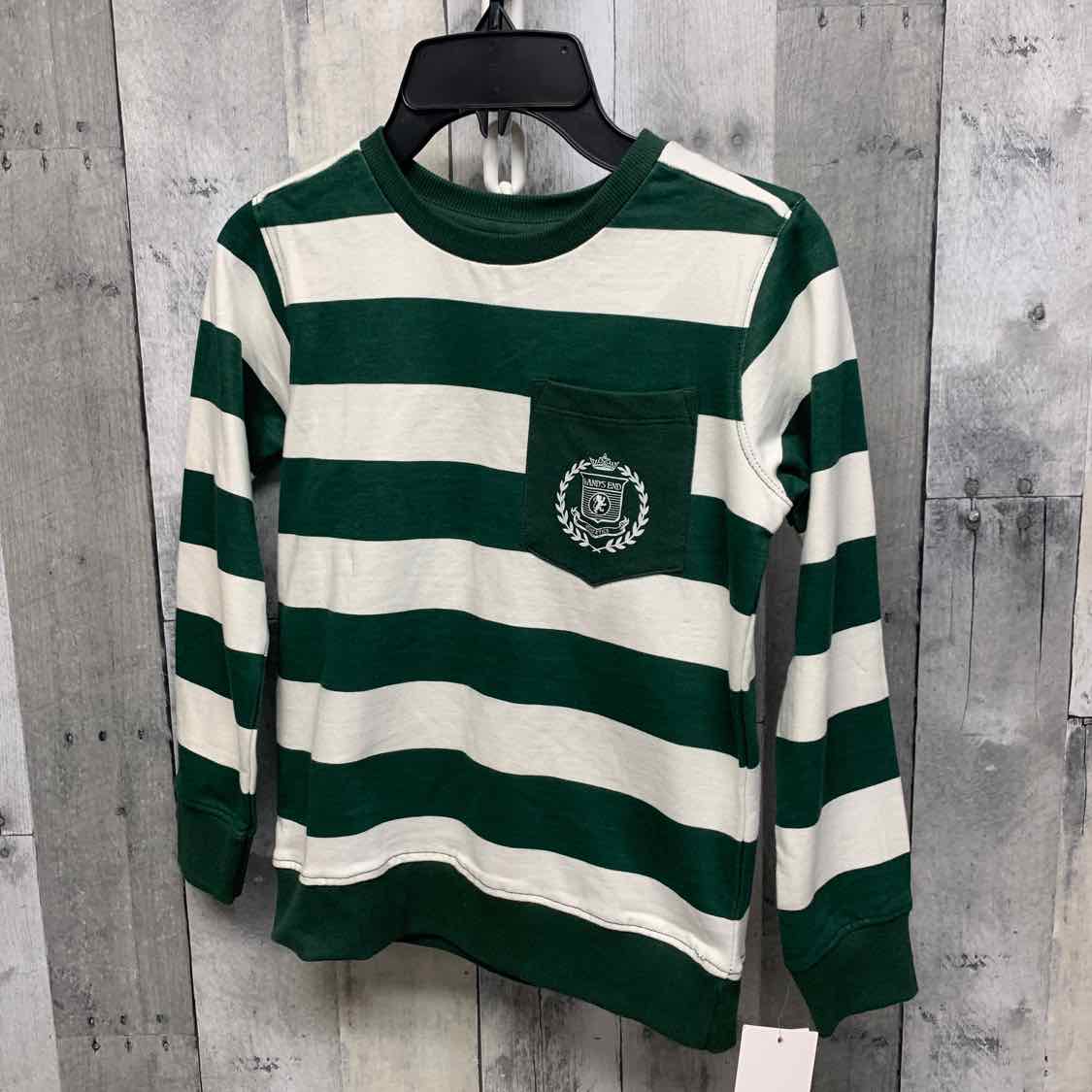 Size 6 Green/White Lands' End Long Sleeve Shirt