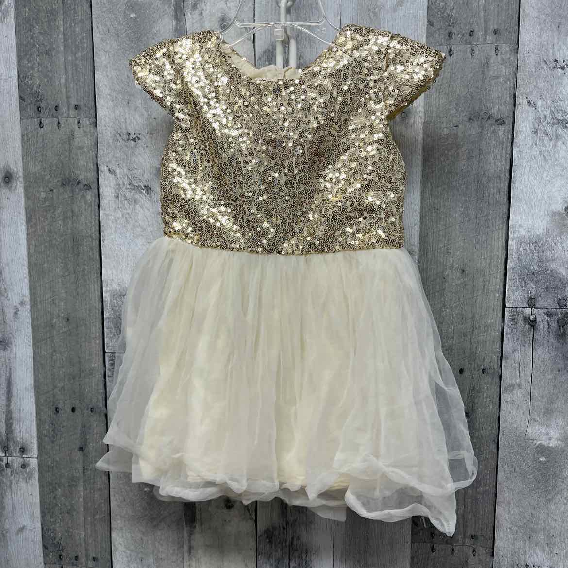 Size 3/4 Gold/White Mid Brand Dress