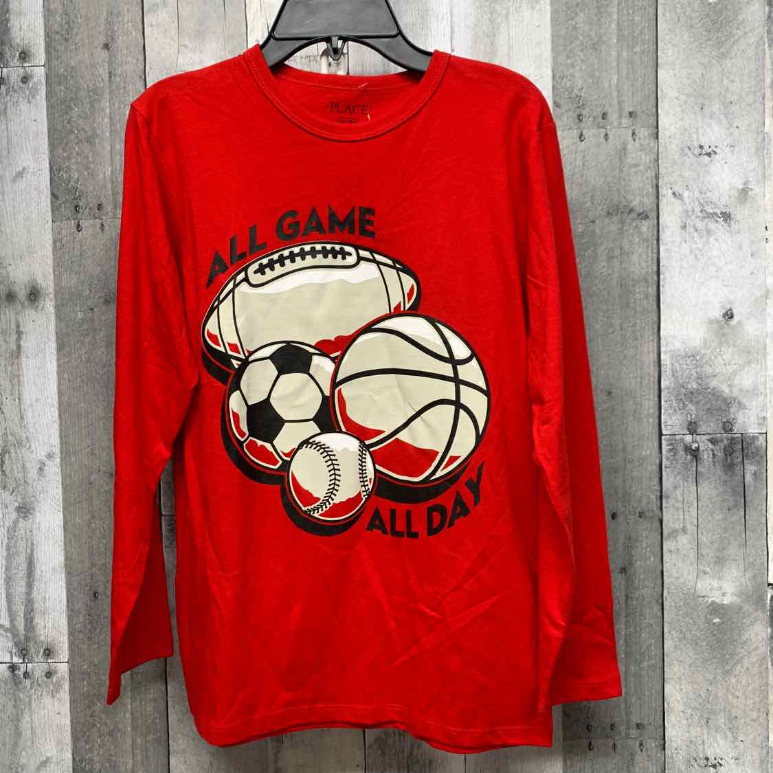 Size 10/12 Red Graphic Children's Place Long Sleeve Shirt