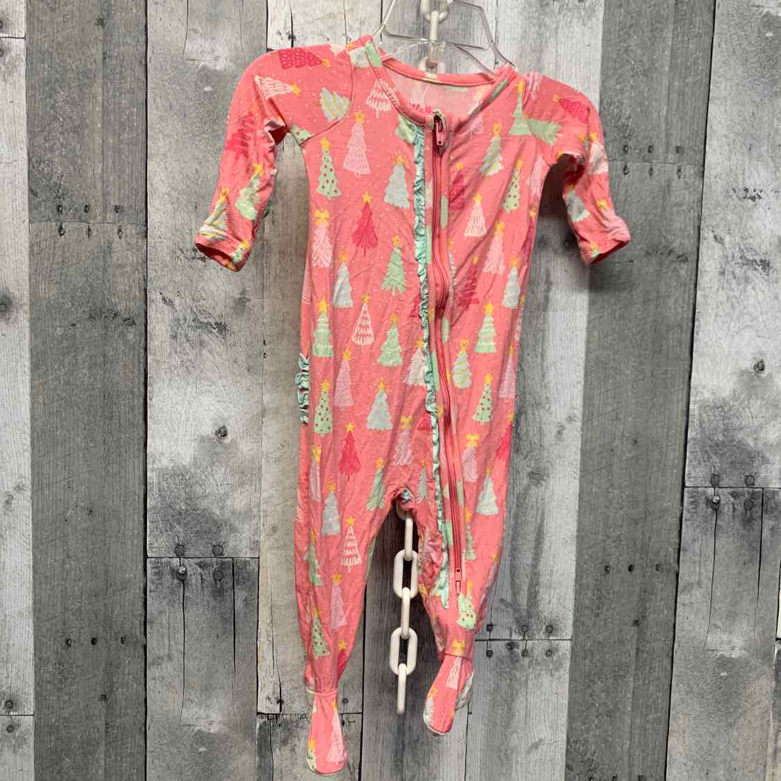 Size 0-3 Months Pink Print Ruffle Butts Footy PJs