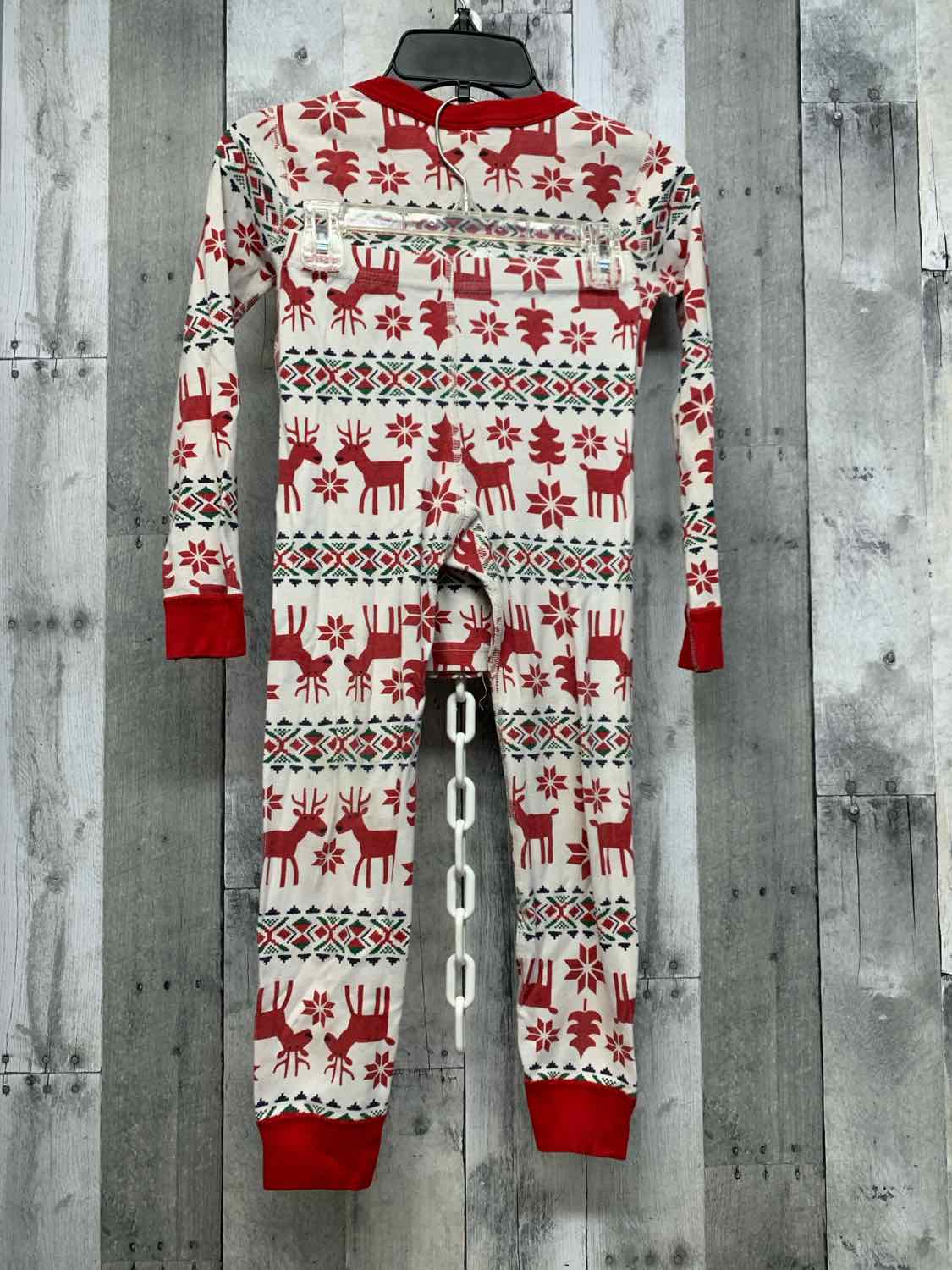 Size 6/7 Ivory/Red Hanna Andersson 2pc PJs