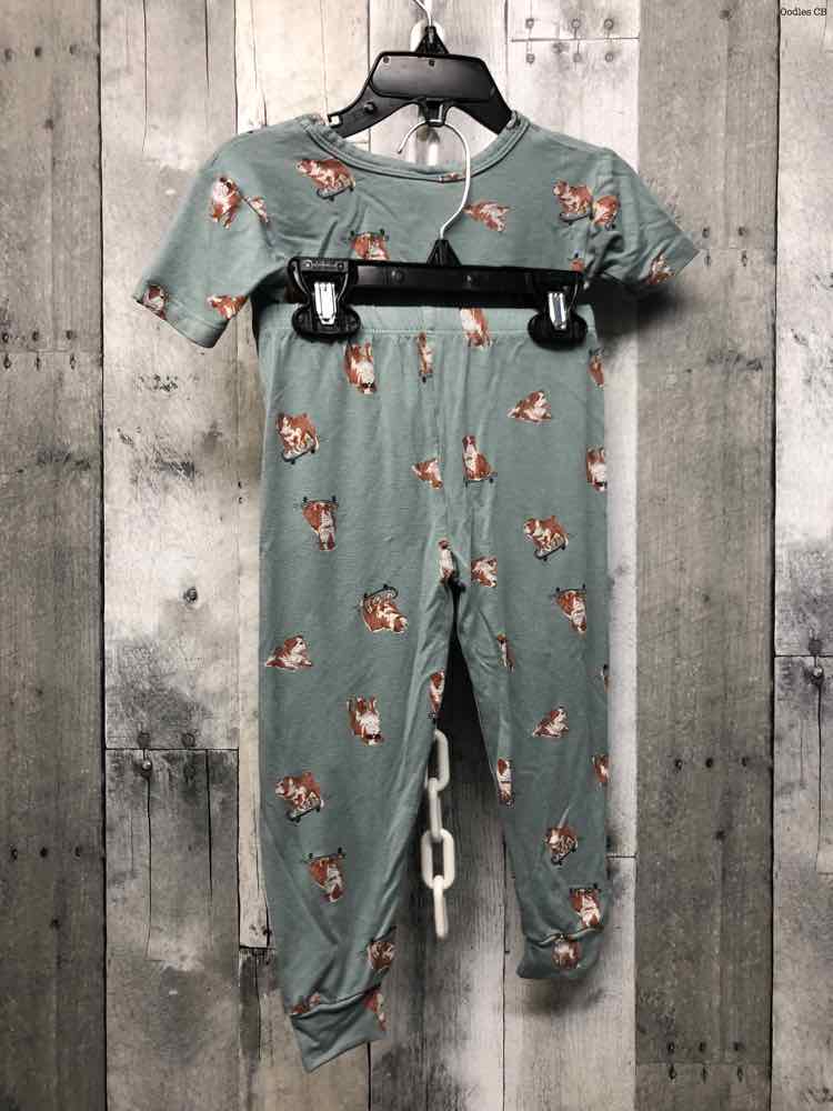 Size 3T Green Print Modern Moments by Gerber 2pc PJs