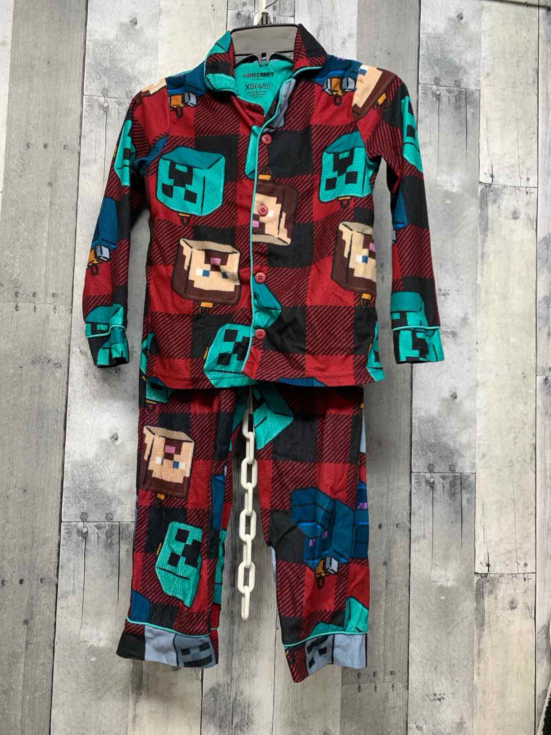 Size 4/5 Red/Gray Minecraft 2pc PJs