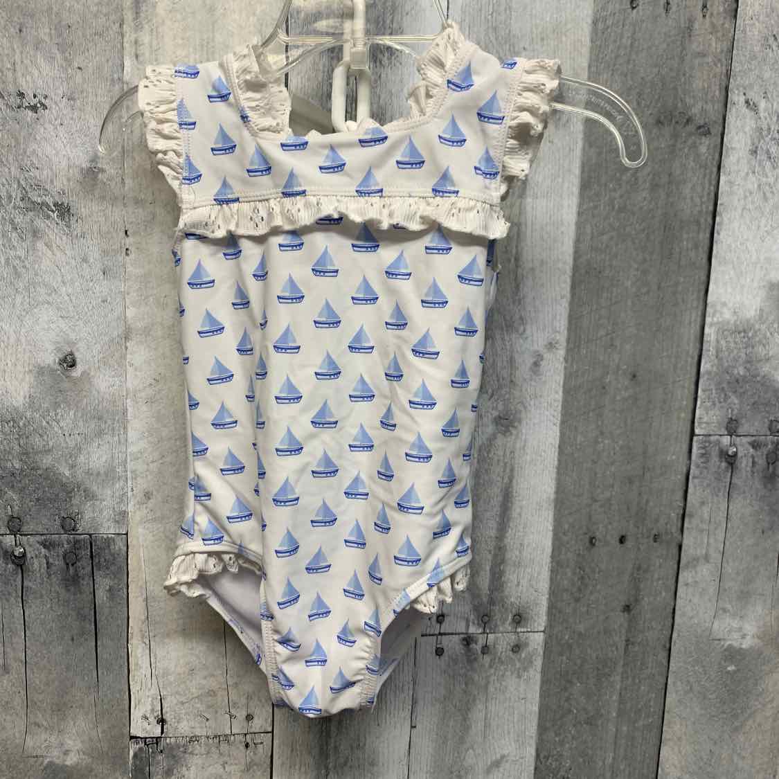 Size 18 Months White/Blue B Brand Swim Suit - 1pc