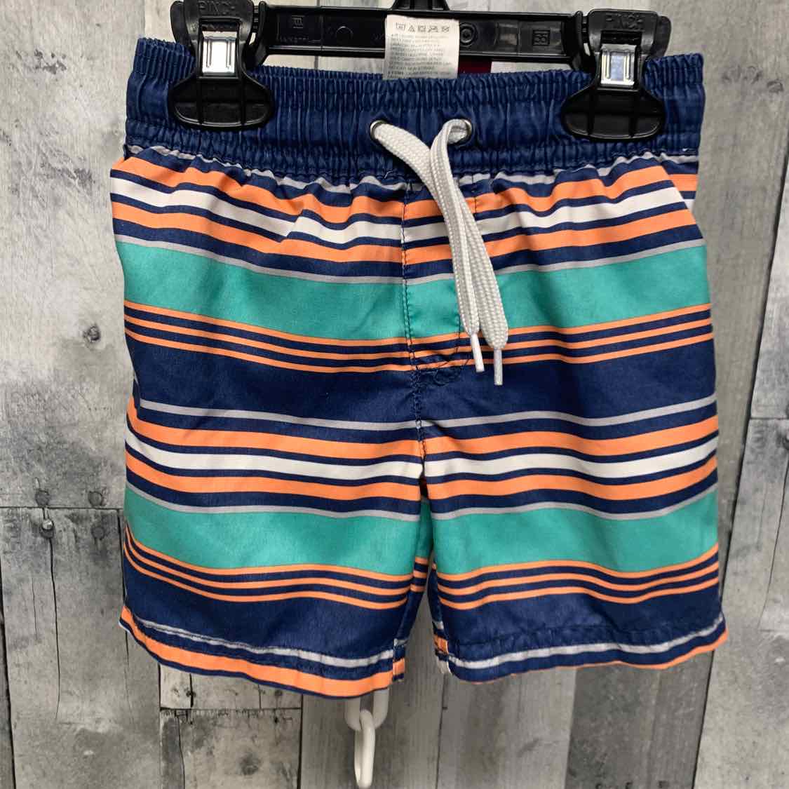 Size 2T Navy/Orange Simple Joys Swim Trunks