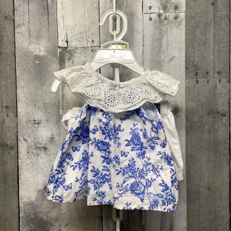 Size 3 Months Blue Floral Print Little Me Shirt/Shorts - OodlesCB