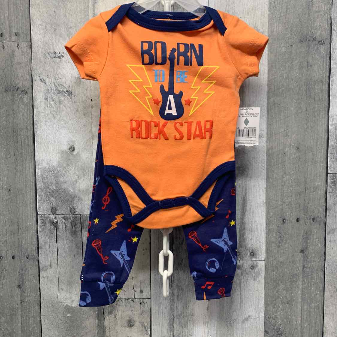 Size 3-6 Months Orange/Navy Kidgets Shirt/Pants