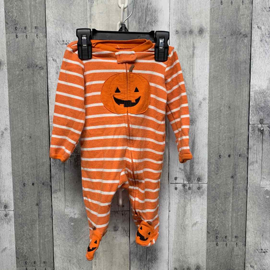 Size 3 Months Orange Striped Just One You Footy PJs