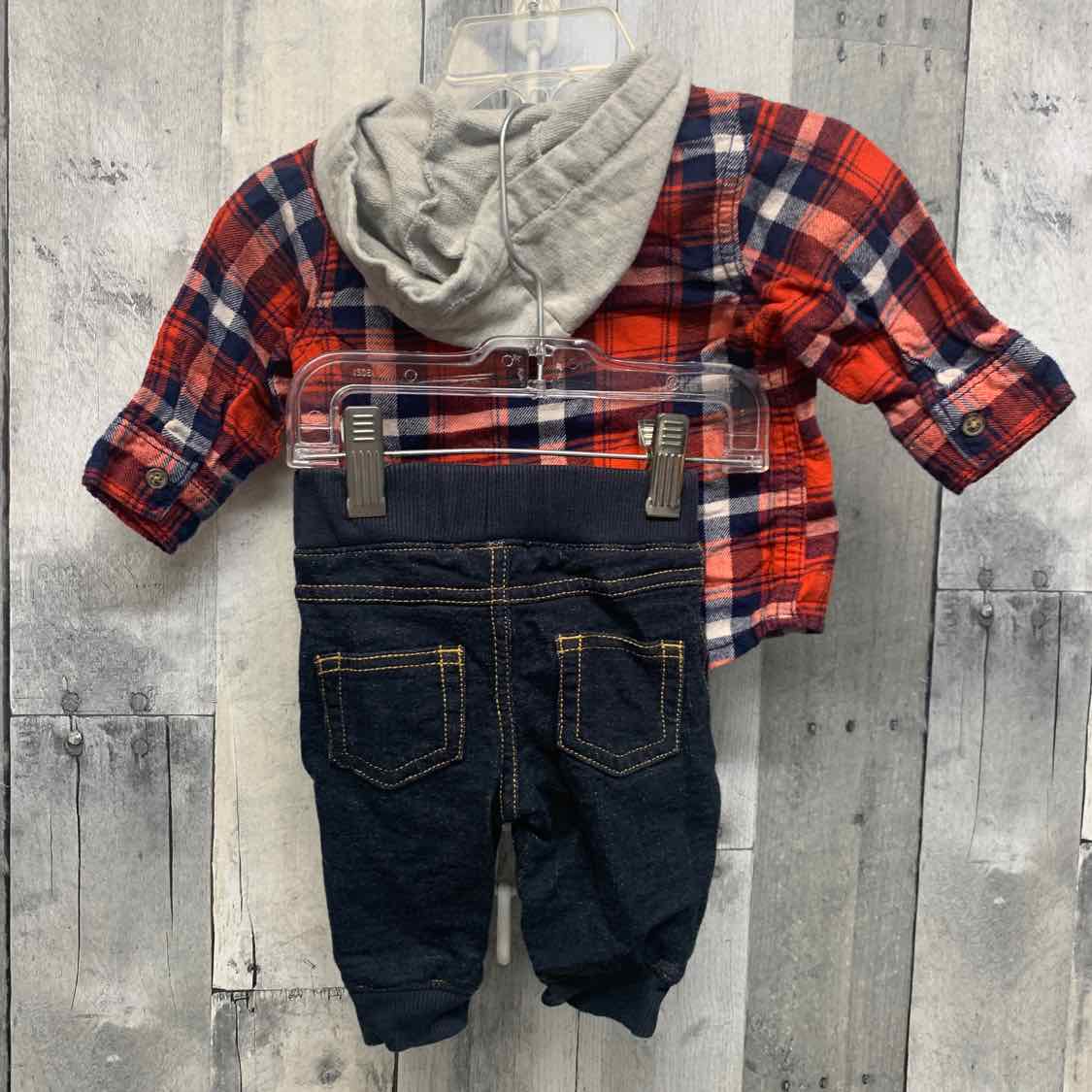 Size 3 Months Denim/Red Carter's Shirt/Pants