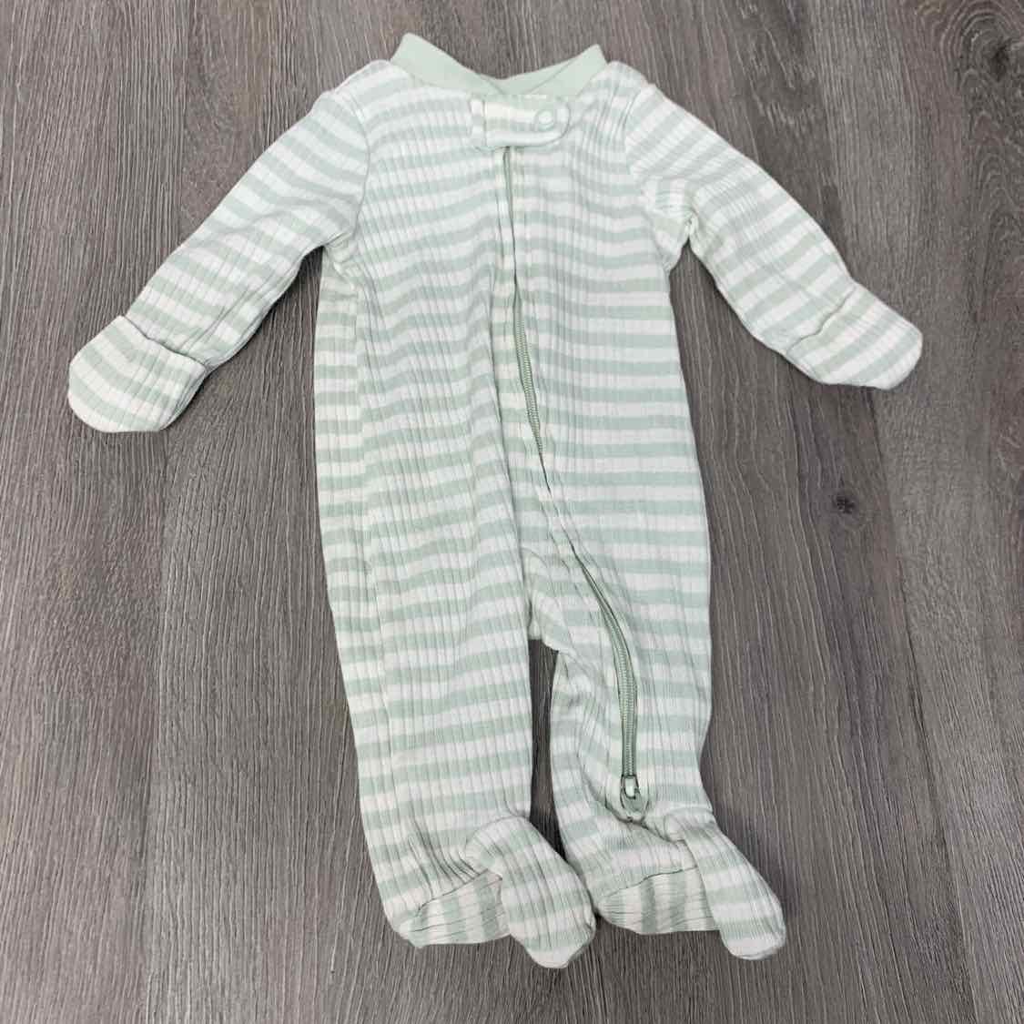 Size Preemie Green Striped Carter's Footy PJs