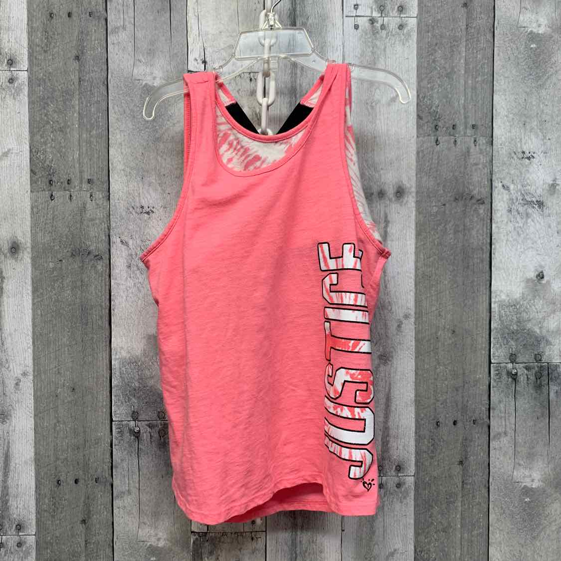 Size 10 Pink/White Justice Tank Top