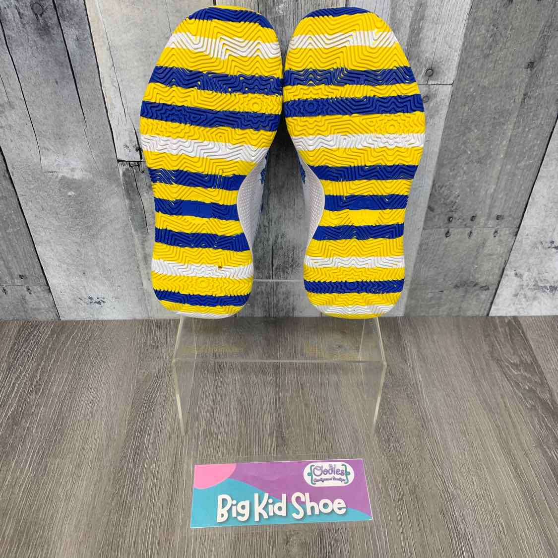 Size 5 Blue/Yellow Sport Brand Sneakers