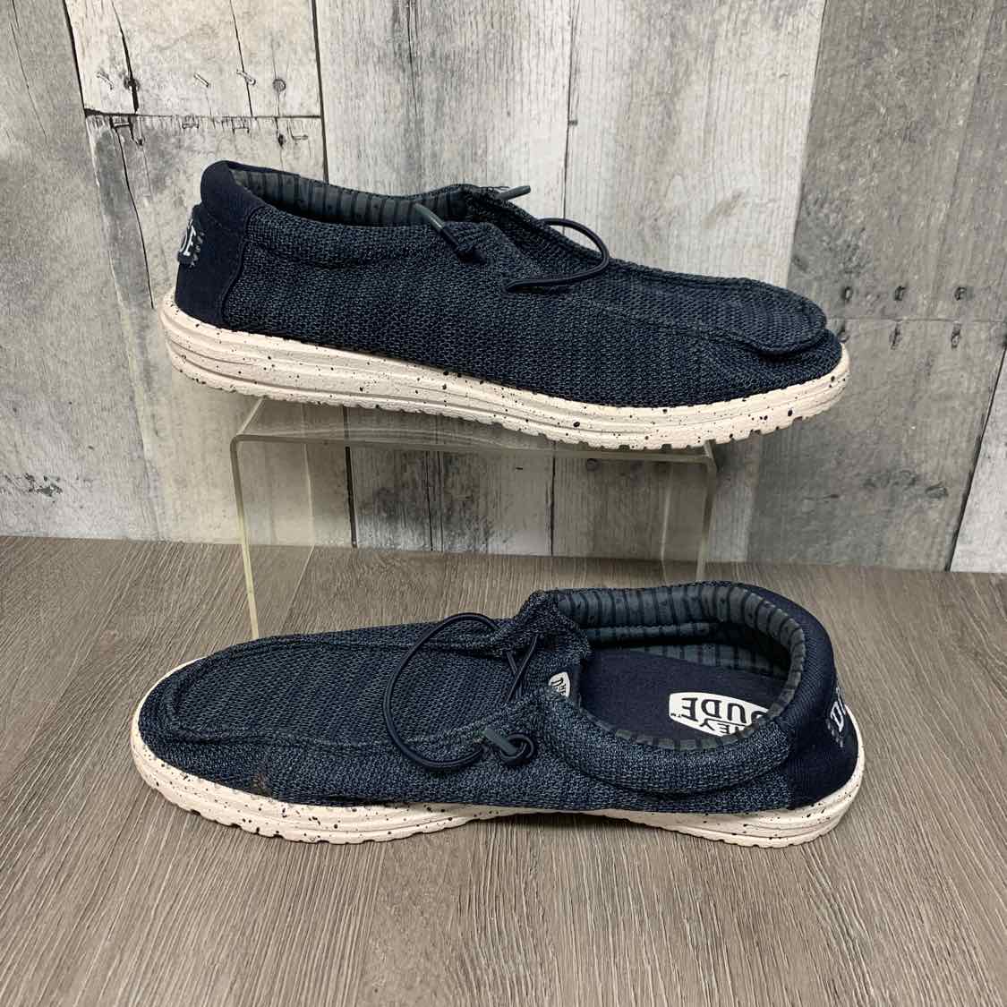 Size 7 Navy/White Hey Dude Loafers