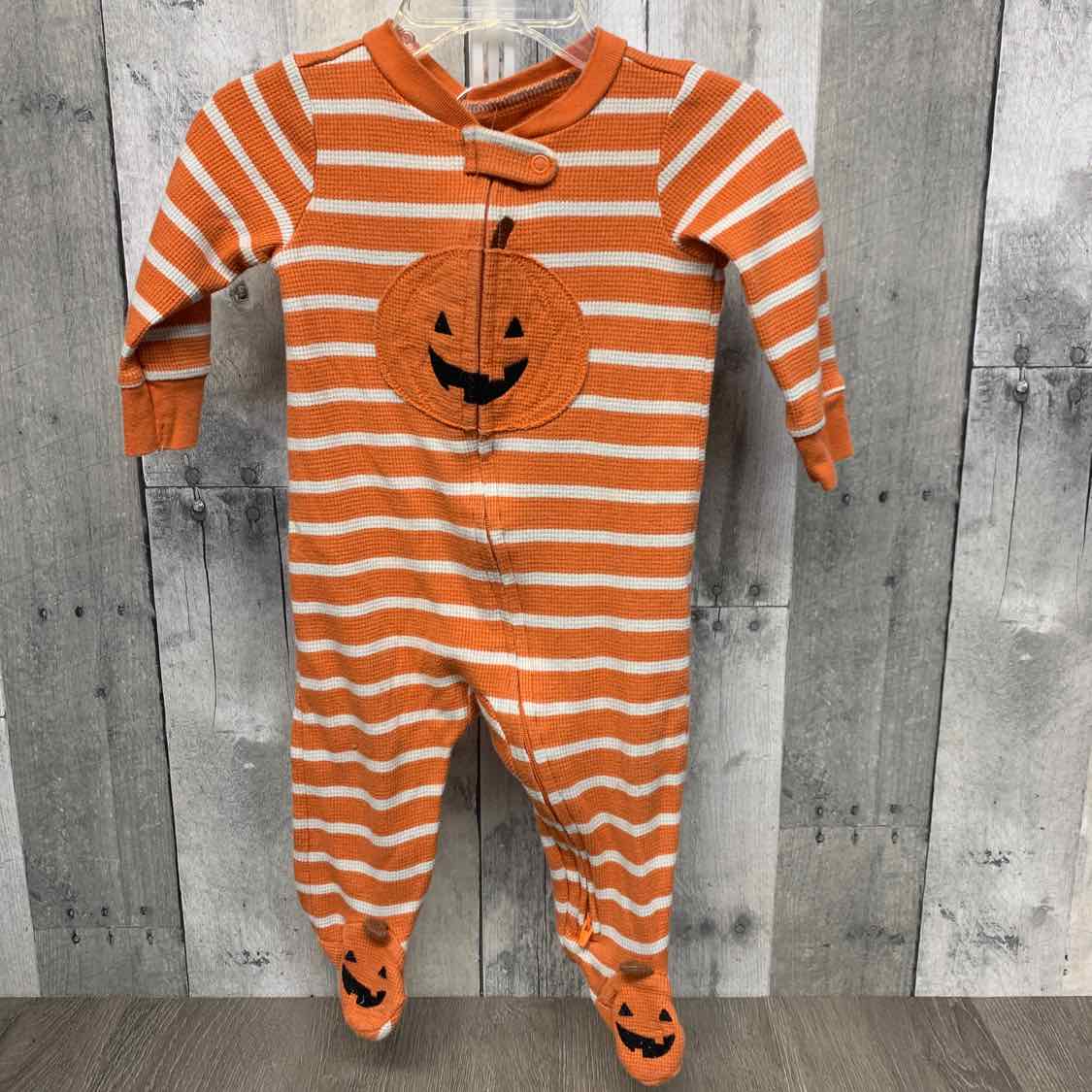 Size 6 Months Orange Striped Just One You Footy PJs