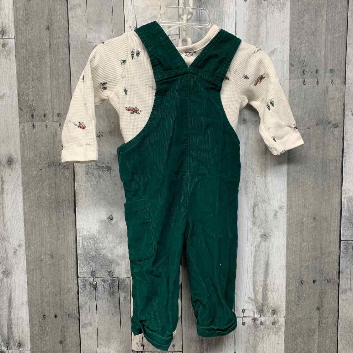 Size 6 Months White/Green Carter's Shirt/Pants