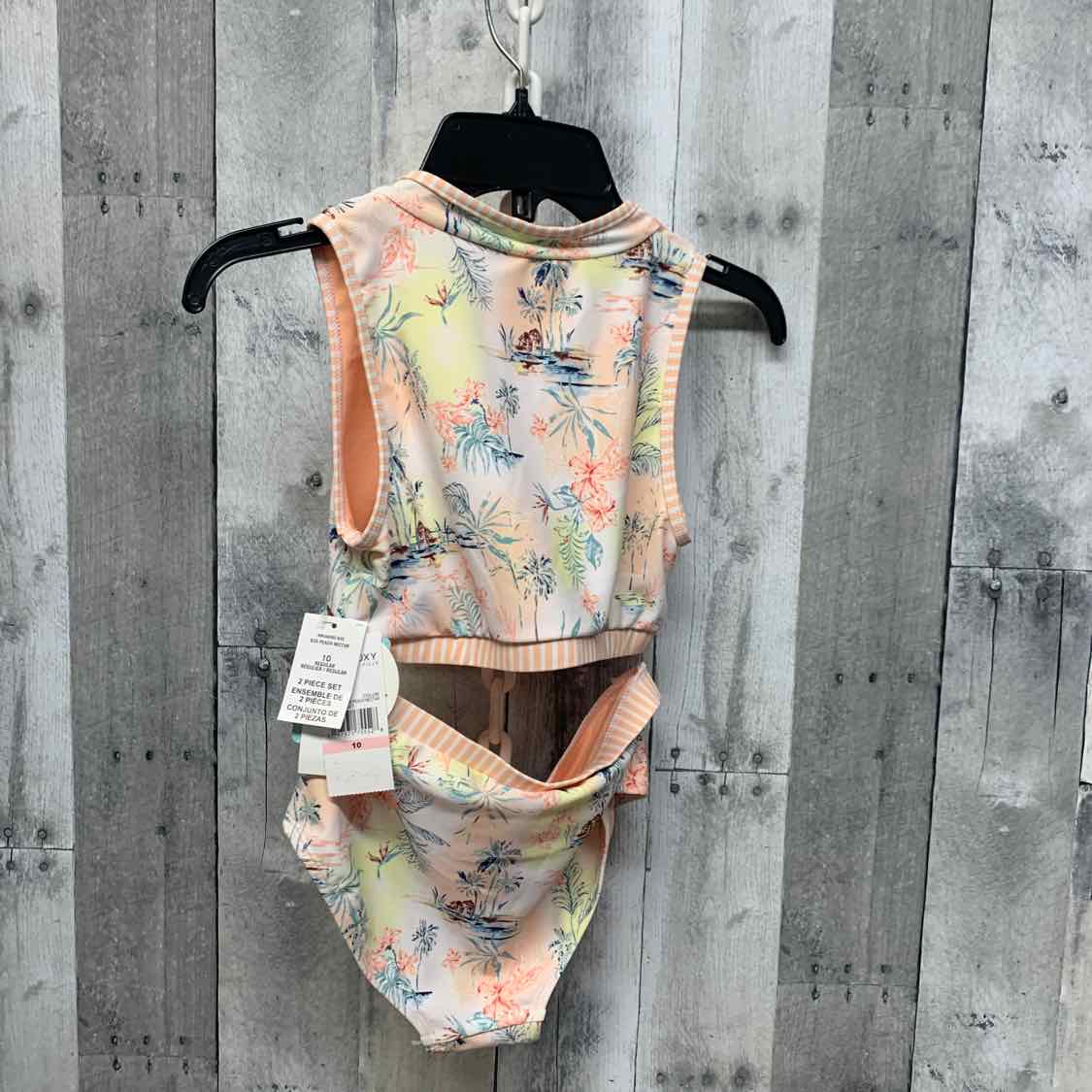 Size 10 Peach Print Roxy Swim Suit - 2pc+