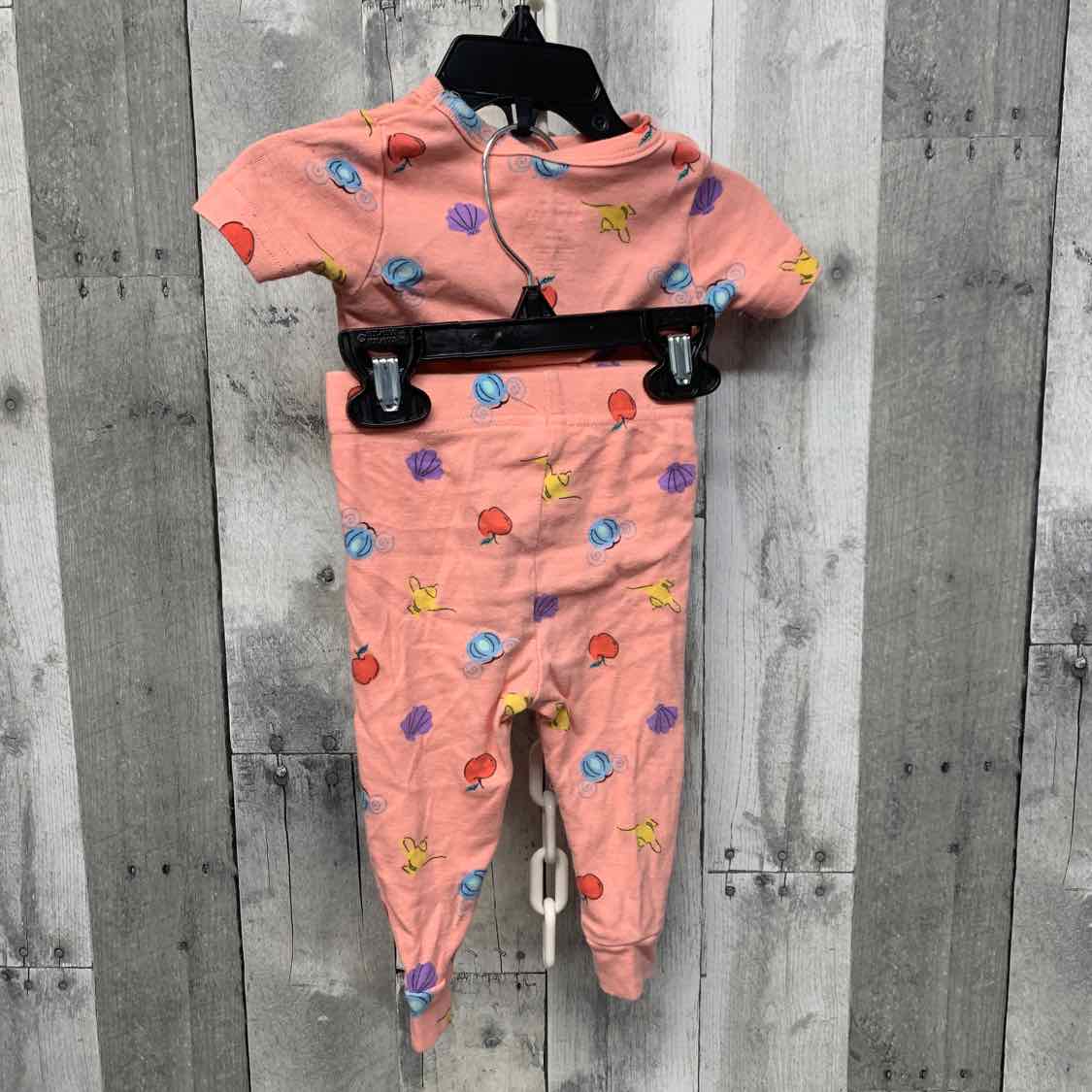 Size 12 Months Pink Print Disney 2pc PJs