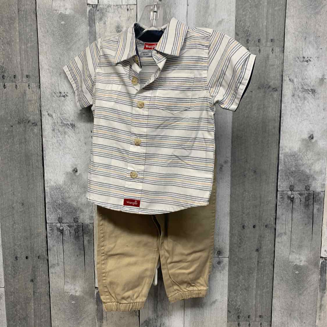 Size 12 Months White/Tan Wrangler Shirt/Pants