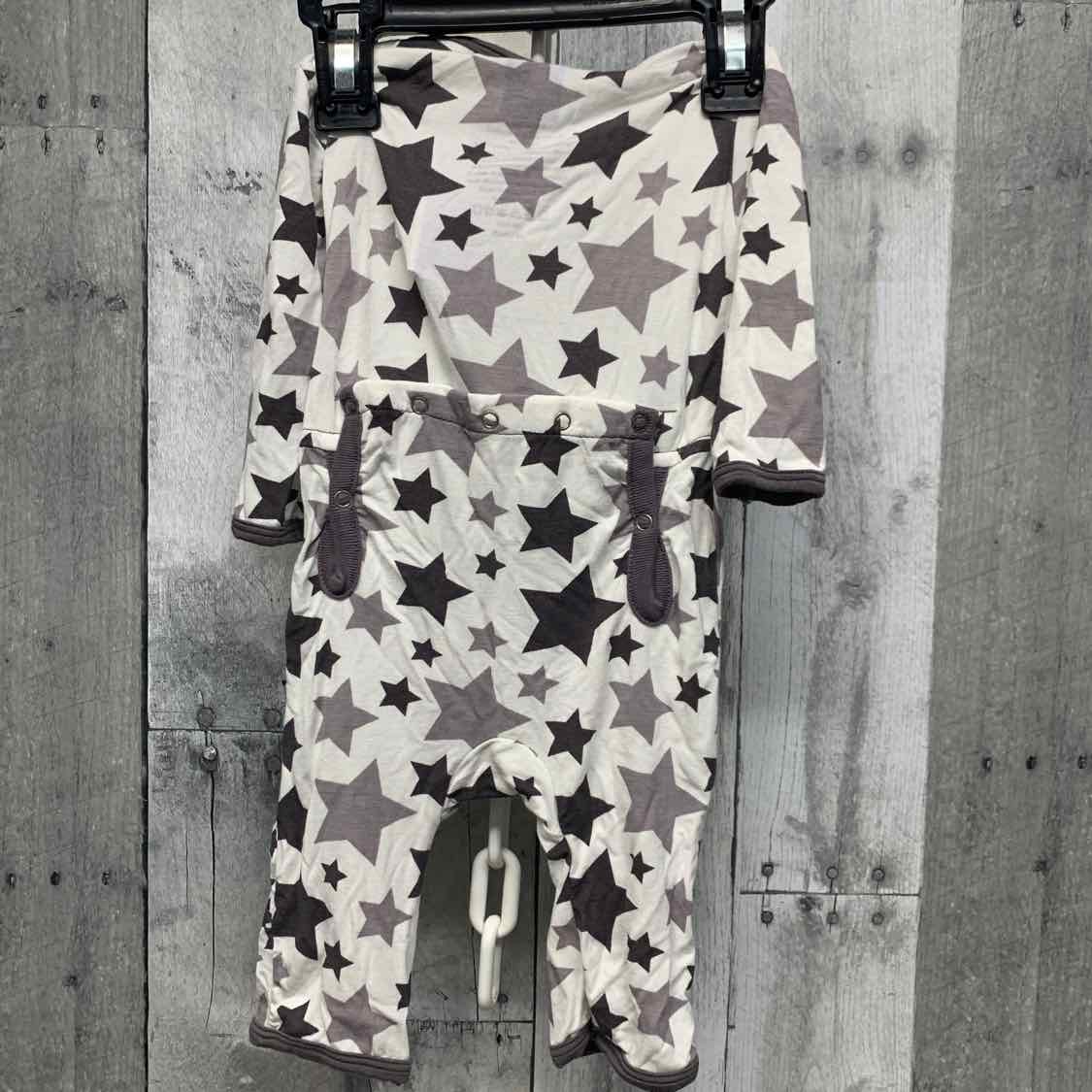 Size 0-3 Months White/Gray Bamboo Romper