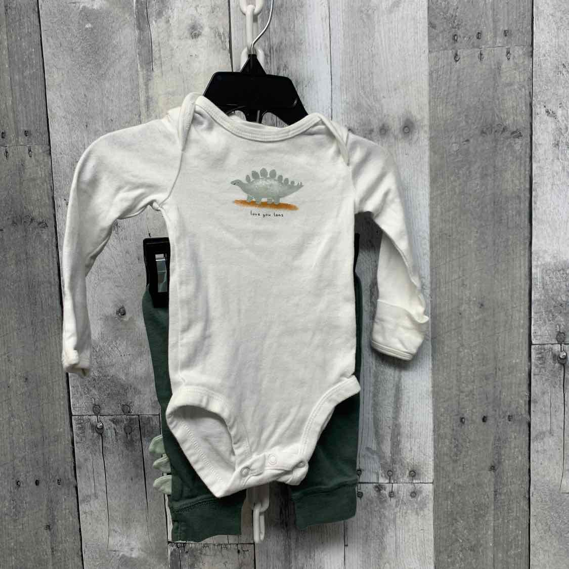 Size 3 Months White/Green Carter's Shirt/Pants