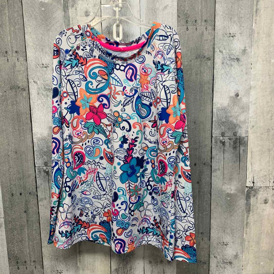 Size Large White/Blue Reel Legends Swim Top