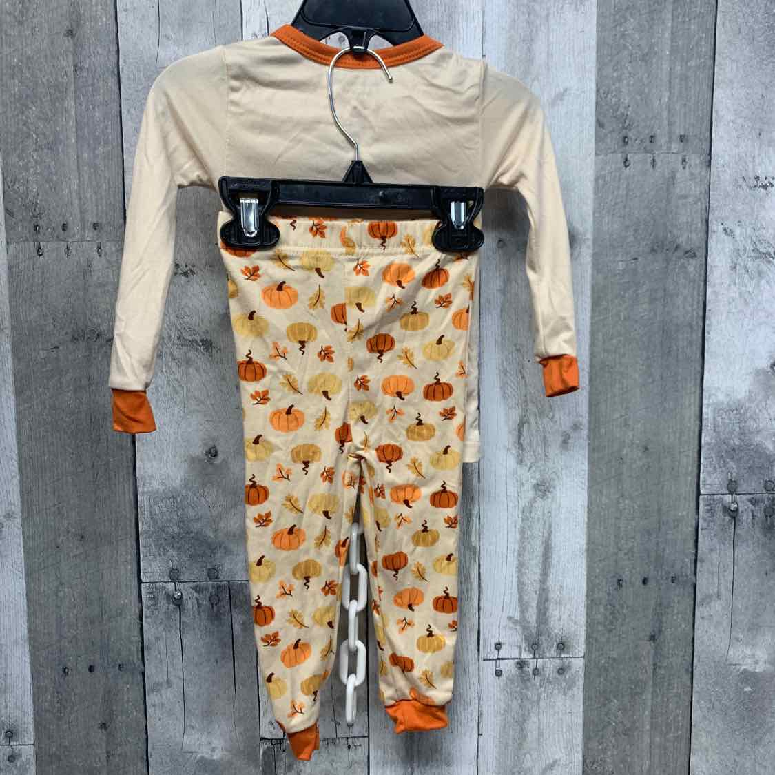 Size 12 Months White/Orange B Brand 2pc PJs