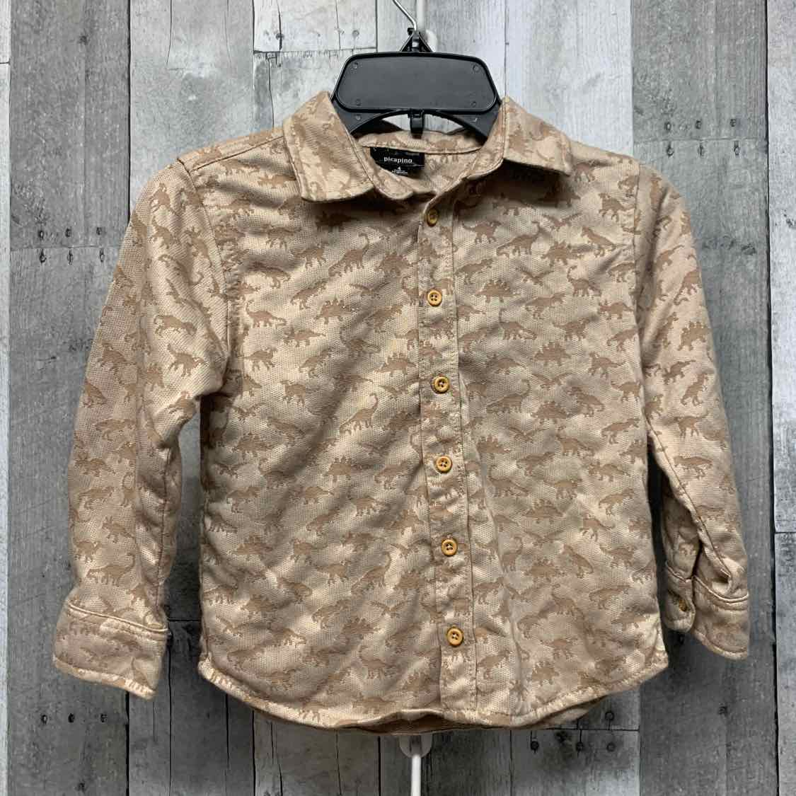 Size 4 Tan Graphic Picapino LS Button Up