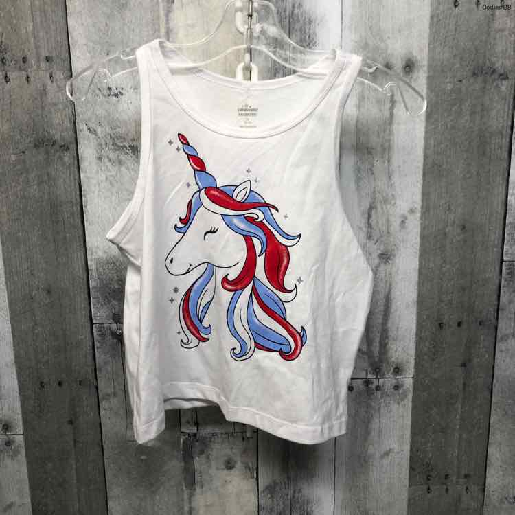 Size 7/8 White Graphic Holiday Brands Tank Top