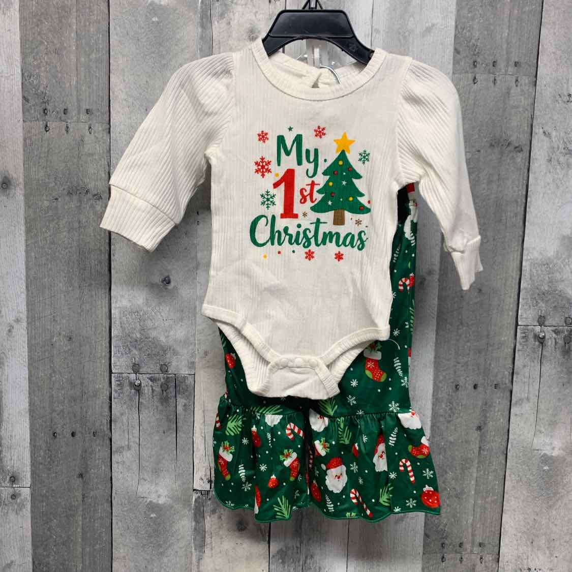 Size 3-6 Months White/Green B Brand Shirt/Pants