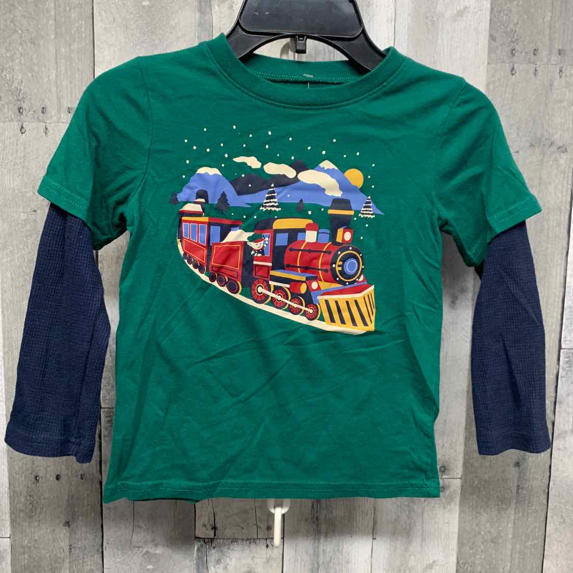 Size 4T Green/Navy Children's Place Long Sleeve Shirt