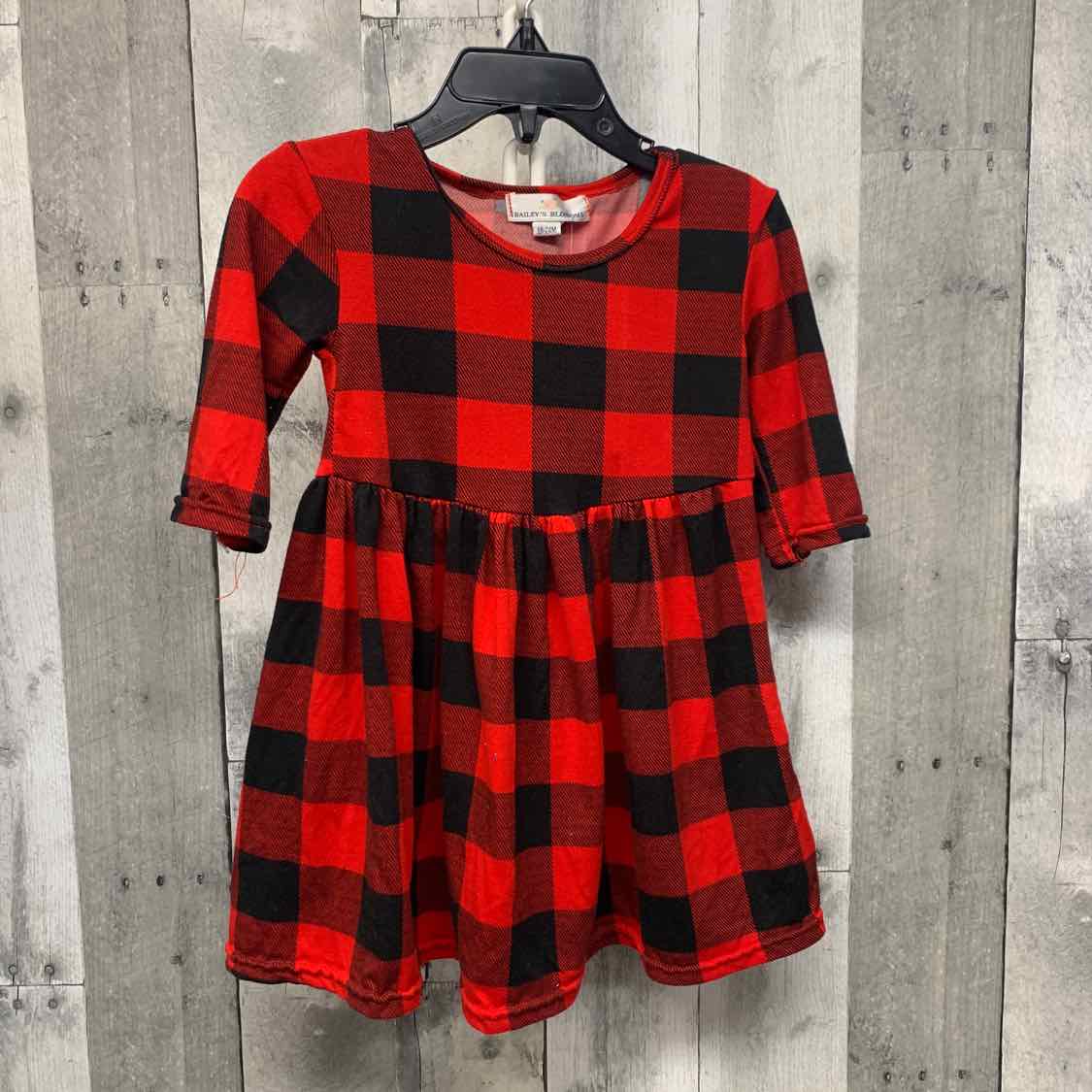 Size 18-24 Months Red Plaid Bailey's Blossoms LS Dress