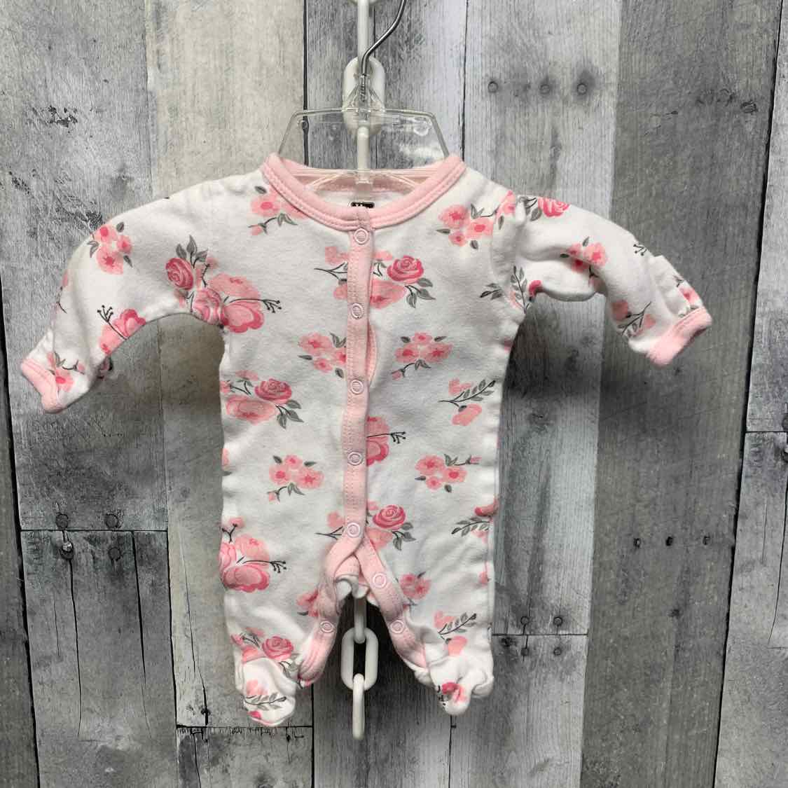Size Preemie Pink Floral Print Mid Brand Footy PJs