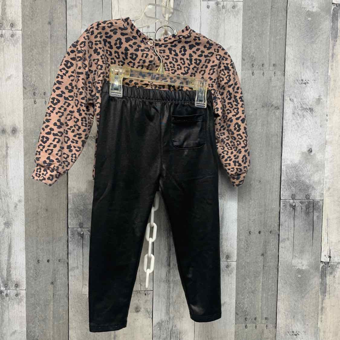 Size 2T Brown/Black Nicole Miller Shirt/Leggings