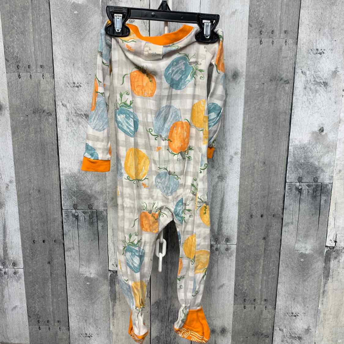 Size 12 Months Orange/Blue Burt's Bees Baby Footy PJs