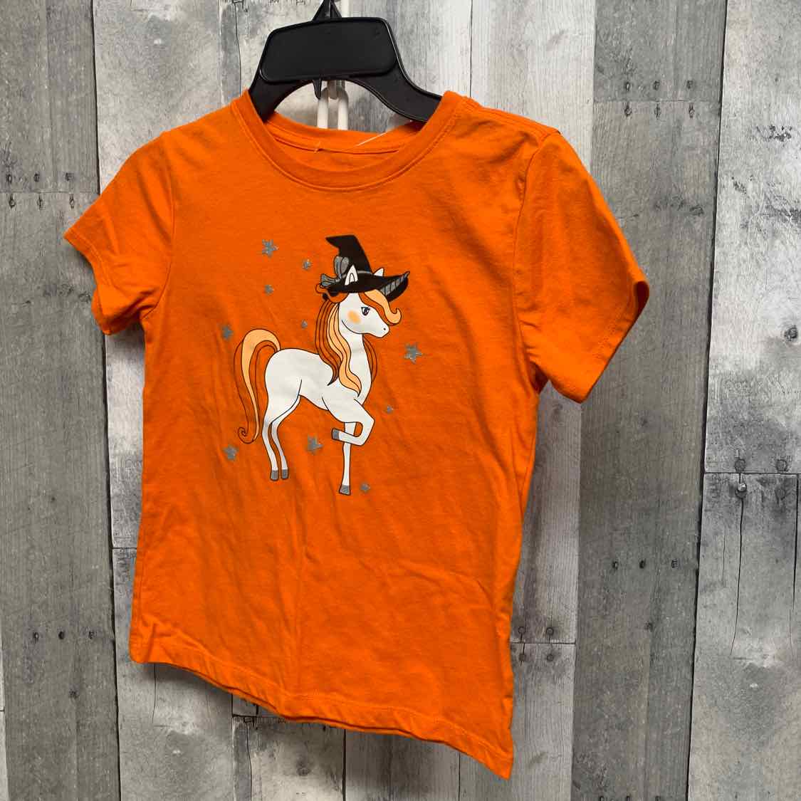 Size 7/8 Orange Graphic Holiday Brands T Shirt